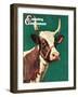 "Long-Horned Cow," Country Gentleman Cover, February 1, 1945-F.P. Sherry-Framed Giclee Print