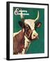 "Long-Horned Cow," Country Gentleman Cover, February 1, 1945-F.P. Sherry-Framed Giclee Print