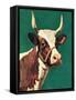 "Long-Horned Cow,"February 1, 1945-F.P. Sherry-Framed Stretched Canvas