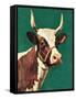 "Long-Horned Cow,"February 1, 1945-F.P. Sherry-Framed Stretched Canvas