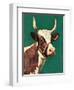 "Long-Horned Cow,"February 1, 1945-F.P. Sherry-Framed Giclee Print