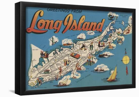 Long Island, New York - Greetings From-null-Framed Poster