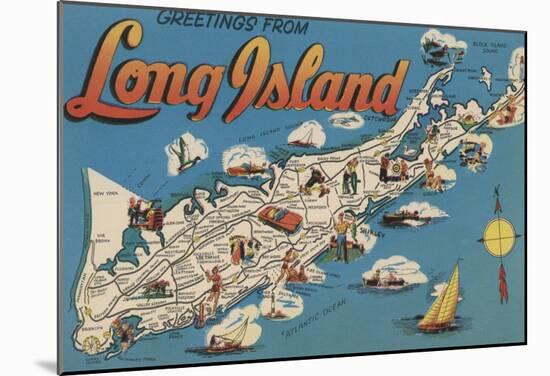 Long Island, New York - Greetings From-null-Mounted Poster