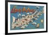 Long Island, New York - Greetings From-Lantern Press-Framed Art Print