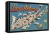 Long Island, New York - Greetings From-Lantern Press-Framed Stretched Canvas