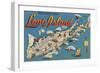 Long Island, New York - Greetings From-Lantern Press-Framed Art Print