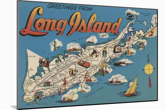 Long Island, New York - Greetings From-Lantern Press-Mounted Art Print
