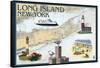 Long Island, New York - Nautical Chart-Lantern Press-Framed Stretched Canvas