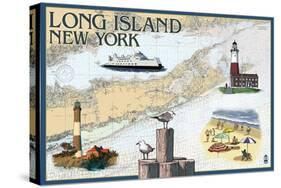 Long Island, New York - Nautical Chart-Lantern Press-Stretched Canvas