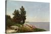 Long Island Sound at Darien-John Frederick Kensett-Stretched Canvas