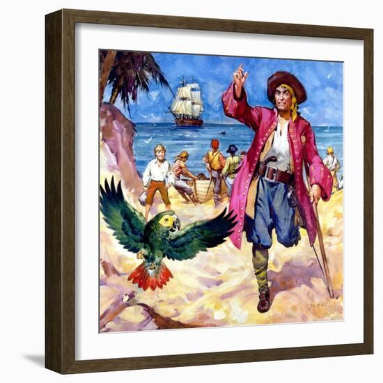Long John Silver and His Parrot-McConnell-Framed Giclee Print