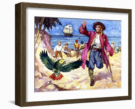 Long John Silver and His Parrot-James Edwin Mcconnell-Framed Giclee Print