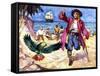 Long John Silver and His Parrot-James Edwin Mcconnell-Framed Stretched Canvas