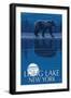 Long Lake, New York - Bear at Night-Lantern Press-Framed Art Print