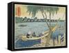 Long-Line Fishing on the Miyato River, 1832-1834-Katsushika Hokusai-Framed Stretched Canvas
