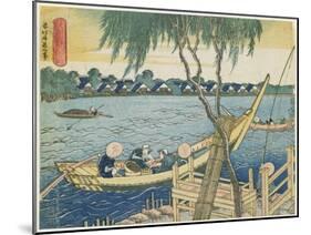 Long-Line Fishing on the Miyato River, 1832-1834-Katsushika Hokusai-Mounted Giclee Print