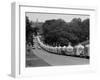 Long Line of Airstream Trailers Wait for Parking Space at a Campground During a Trailer Rally-Ralph Crane-Framed Photographic Print