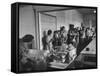 Long Line of Children Preparing to Receive their Free Lunches at the Rives Elementary School-John Dominis-Framed Stretched Canvas