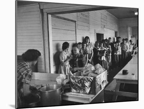 Long Line of Children Preparing to Receive their Free Lunches at the Rives Elementary School-John Dominis-Mounted Photographic Print