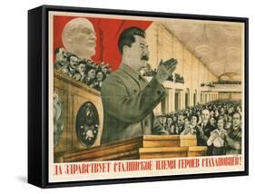 Long Live Stalin´S Generation of Stakhanov Heroes!, 1936-Gustav Klutsis-Framed Stretched Canvas