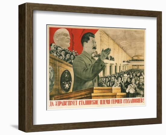 Long Live Stalin´S Generation of Stakhanov Heroes!, 1936-Gustav Klutsis-Framed Giclee Print