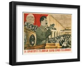 Long Live Stalin´S Generation of Stakhanov Heroes!, 1936-Gustav Klutsis-Framed Giclee Print