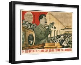 Long Live Stalin´S Generation of Stakhanov Heroes!, 1936-Gustav Klutsis-Framed Giclee Print