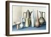 Long Necked Bottles in Space with Terracotta Bowl-Brian Irving-Framed Giclee Print