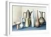 Long Necked Bottles in Space with Terracotta Bowl-Brian Irving-Framed Giclee Print