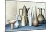 Long Necked Bottles in Space with Terracotta Bowl-Brian Irving-Mounted Giclee Print