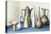 Long Necked Bottles in Space with Terracotta Bowl-Brian Irving-Stretched Canvas