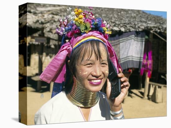 Long-Necked Tribal Woman on Mobile Phone, Thailand, Southeast Asia-Mula Eshet-Stretched Canvas