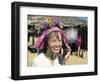 Long-Necked Tribal Woman on Mobile Phone, Thailand, Southeast Asia-Mula Eshet-Framed Photographic Print