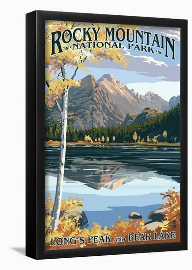 Long's Peak and Bear Lake - Rocky Mountain National Park-null-Framed Poster