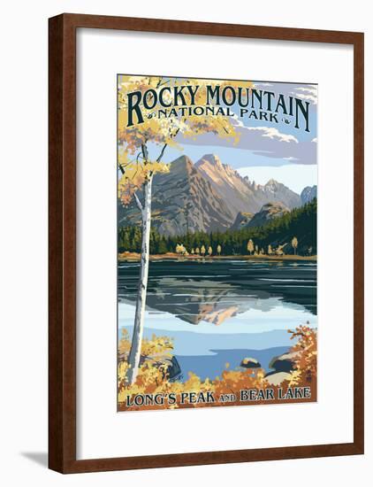 Long's Peak and Bear Lake - Rocky Mountain National Park-null-Framed Poster