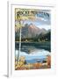 Long's Peak and Bear Lake - Rocky Mountain National Park-Lantern Press-Framed Art Print