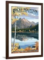 Long's Peak and Bear Lake - Rocky Mountain National Park-Lantern Press-Framed Art Print