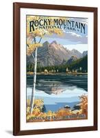 Long's Peak and Bear Lake - Rocky Mountain National Park-Lantern Press-Framed Art Print