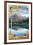 Long's Peak and Bear Lake - Rocky Mountain National Park-Lantern Press-Framed Art Print