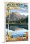 Long's Peak and Bear Lake - Rocky Mountain National Park-Lantern Press-Framed Art Print