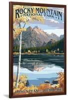 Long's Peak and Bear Lake - Rocky Mountain National Park-Lantern Press-Framed Art Print