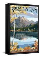 Long's Peak and Bear Lake - Rocky Mountain National Park-Lantern Press-Framed Stretched Canvas