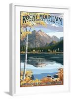 Long's Peak and Bear Lake - Rocky Mountain National Park-Lantern Press-Framed Art Print