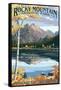Long's Peak and Bear Lake - Rocky Mountain National Park-Lantern Press-Framed Stretched Canvas