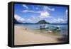 Long Sandy Beach in the Bacuit Archipelago, Palawan, Philippines, Southeast Asia, Asia-Michael Runkel-Framed Stretched Canvas