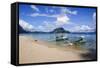 Long Sandy Beach in the Bacuit Archipelago, Palawan, Philippines, Southeast Asia, Asia-Michael Runkel-Framed Stretched Canvas