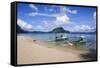 Long Sandy Beach in the Bacuit Archipelago, Palawan, Philippines, Southeast Asia, Asia-Michael Runkel-Framed Stretched Canvas