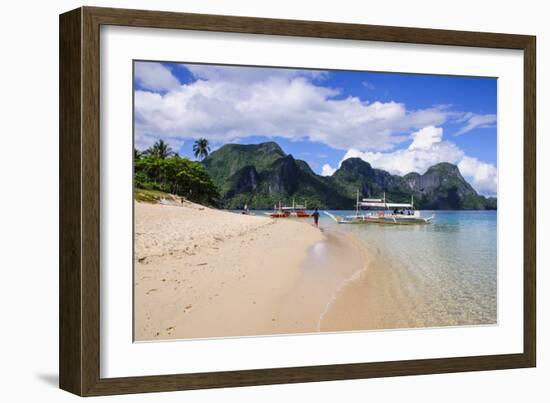 Long Sandy Beach in the Bacuit Archipelago, Palawan, Philippines, Southeast Asia, Asia-Michael Runkel-Framed Photographic Print