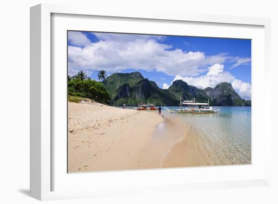 Long Sandy Beach in the Bacuit Archipelago, Palawan, Philippines, Southeast Asia, Asia-Michael Runkel-Framed Photographic Print