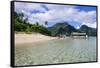 Long Sandy Beach in the Bacuit Archipelago, Palawan, Philippines-Michael Runkel-Framed Stretched Canvas